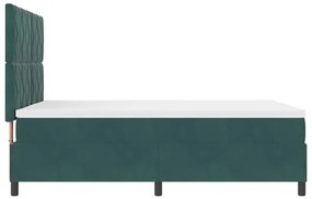 Cama Box Spring vidaXL com Colchão e LED Verde Escuro 140x200 cm Velud
