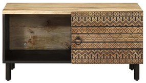 Mesa de centro 80x50x40cm madeira mangueira áspera maciça preto