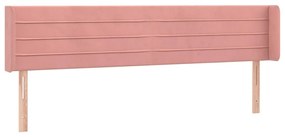 Cabeceira de cama c/ luzes LED veludo 163x16x78/88 cm rosa