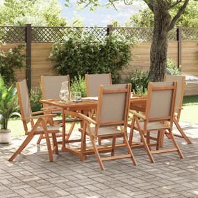 vidaXL 7 pcs conjunto de jantar para jardim acácia maciça e textilene