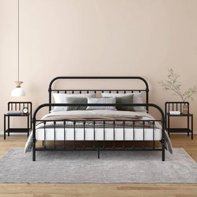 vidaXL Mesas de cabeceira 2 pcs metal e vidro preto