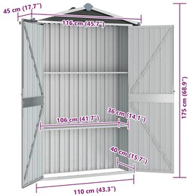 Abrigo de jardim 116x45x175 cm aço galvanizado antracite
