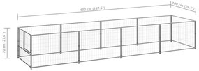 Canil para cães 4 m² aço prateado