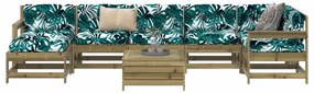 8 pcs conjunto sofás de jardim madeira de pinho impregnada