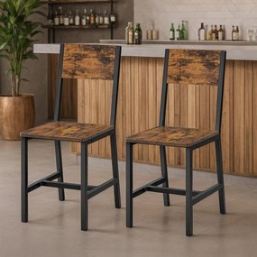 Conjunto de 2 Cadeiras de sala de jantar, estrutura em metal 36 x 46,6 x 87,1 cm Castanho vintage-preto 