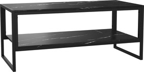 Mesa de centro de estilo moderno com 2 prateleiras 106 x 50 x 47 cm Preto