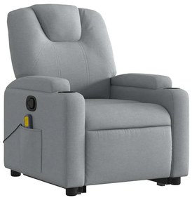 Poltrona reclinável massagens tecido cinzento-claro
