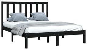 Estrutura de cama 140x190 cm madeira de pinho maciça preto