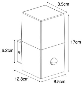 Candeeiro de parede exterior cinzento escuro e detector de movimento IP44 - Dinamarca Moderno