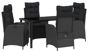 Conjunto de Jantar de Jardim de 5 Peças em Rattan Preto