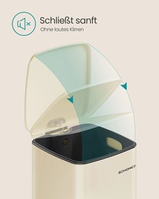 Caixote do lixo 34,1 x 28,6 x 54,5 cm de 20 litros em aço bege areia