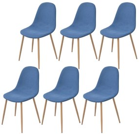 vidaXL Cadeiras de jantar 6 pcs tecido azul
