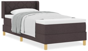 Cama Box Spring com Colchão Castanho Escuro 90x190 cm em Tecido