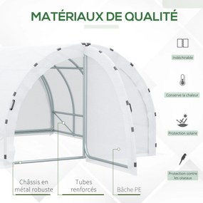Estufa de jardim tipo túnel com área útil de 12 m² (4 m de comprimento x 3 m de largura x 2 m de altura), estrutura tubular reforçada de 25 mm, porta
