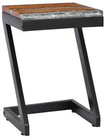 Mesa de centro 30x30x50 cm madeira de teca maciça e poliresina