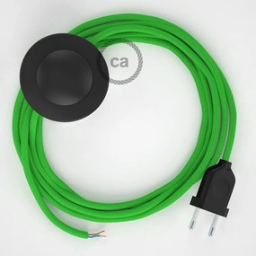 Cabo para candeeiro de chão, RM18 Verde Lima Seda Artificial 3 m. Escolha a cor da ficha e do interruptor.