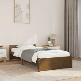 Estrutura cama pequena solteiro 75x190 cm madeira castanho mel