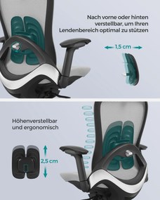 Cadeira de escritório com encosto ergonómico e regulável Cinzento