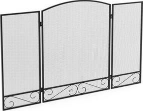HOMCOM Grade de proteção para lareira, protetor de faíscas dobrável de 3 partes em metal para sala e quarto, 123 x 70 cm, Preto | Aosom Portugal