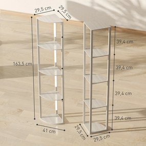 Candeeiro de Pé com Prateleiras de Canto, 41 x 29,5 x 163,5 cm, Iluminação LED Regulável, cor Carvalho