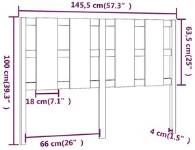Cabeceira de cama 145,5x4x100 cm madeira de pinho maciça