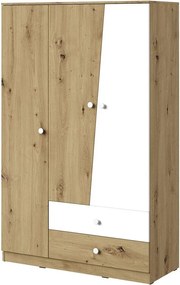 Roupeiro Almira 102, Branco, Carvalho Artisan, 191x120x50cm, 91.99 kg, Portas para roupeiro: Com dobradiças, Número de prateleiras: 5, Número de prateleiras: 5