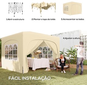 Tenda Dobrável Tenda 3x3 m com Painéis Laterais UPF50+ Tenda de Jardim
