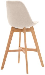 Banco de bar Cannes em tecido e com estrutura de Cor Natural 48 x 112 x 56 cm Creme