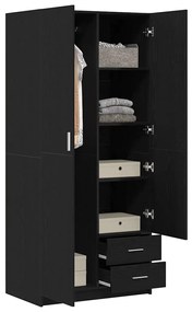 Guarda-roupa vidaXL Preto Carvalho 80x52x180 cm Madeira de engenharia