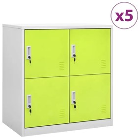 Cacifos 5 pcs 90x45x92,5 cm Aço Cinzento-claro e Verde