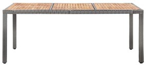 9 pcs conjunto jantar exterior c/ almofadões vime PE cinzento