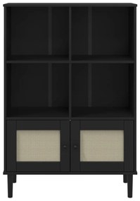 Estante SENJA aspeto de vime 90x35x130 cm pinho maciço preto