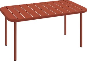 Outsunny Mesa de Centro de Jardim em Aço Galvanizado, Tampo Ripado, Mesa Retangular com Cantos Arredondados, 90x50x43cm, Vermelho | Aosom Portugal