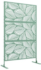 Outsunny Biombo Exterior Separador Ambientes 3 Peças Padrão Flores Estrutura Aço Resistente 122x45x198 cm Verde | Aosom Portugal