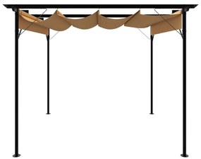 Pérgola com toldo retrátil 3x3 m 180 g/m² aço cinza-acastanhado