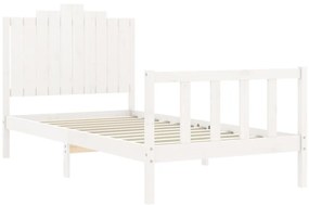 Cama sem colchão 100x200 cm madeira de pinho maciça branco