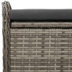 Banco de arrumação com almofadão 115x51x52 cm vime PE cinzento