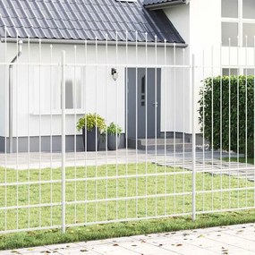 vidaXL Cerca de Jardim com topo curvado, branca, 3,4x2m em aço