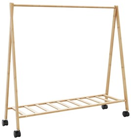 Cabide com prateleiras e rodas 106x34x106,5 cm bambu
