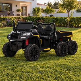 Carro elétrico para crianças RIDER 24V com tração nas quatro rodas (4X 200W), 2 Lugares bateria de lítio, rodas EVA, assento duplo em couro sintético