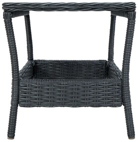 3 pcs conj. lounge jardim c/ almofadões vime PE cinzento-escuro