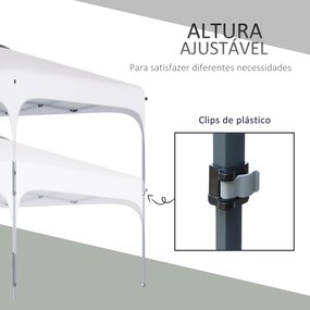 Outsunny Tenda Dobrável 2,5x2,5x2,68cm Tenda de Jardim com Proteção UV 50+ Altura Ajustável com 4 Bolsas de Areia e Bolsa de Transporte para Acampamento Festas Pátio Branco