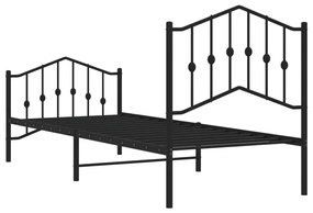 Estrutura de cama com cabeceira e pés 90x200 cm metal preto