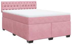 Cama com molas/colchão 140x200 cm veludo rosa
