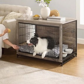 Gaiola para cães resistente com tabuleiro amovível 98 x 65 x 68 cm cinzento