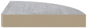 Prateleira de canto parede 35x35x3,8 cm MDF cinzento cimento