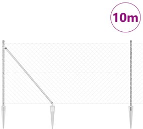 Cerca de Cadeia com 7 Postes de Estaca 1.4x10 m Aço Galvanizado