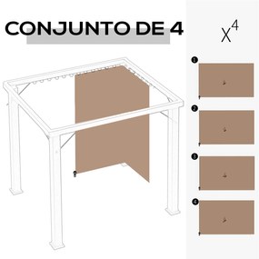 4 Paredes Laterais para Tenda 302x205 cm (Não incluida) Laterais para Tenda Universal com Ganchos e Argola em C para Jardim Terraço Castanhas