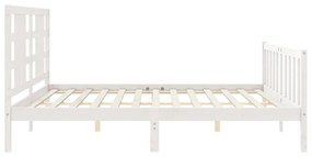 Cama sem colchão 200x200 cm madeira de pinho maciça branco