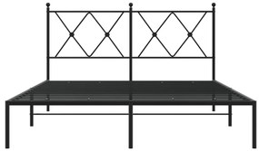 Estrutura de cama com cabeceira 140x200 cm metal preto